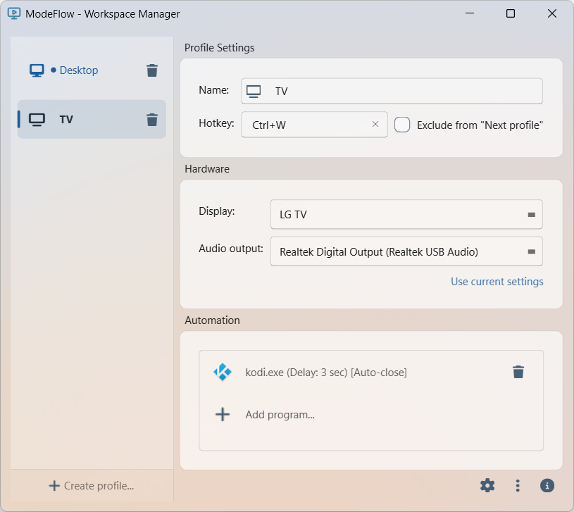 ModeFlow - Workspace Manager