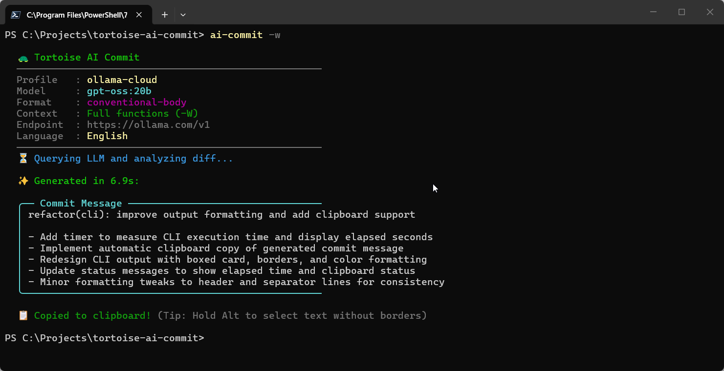 Tortoise AI Commit - AI-Powered Git Hook & CLI
